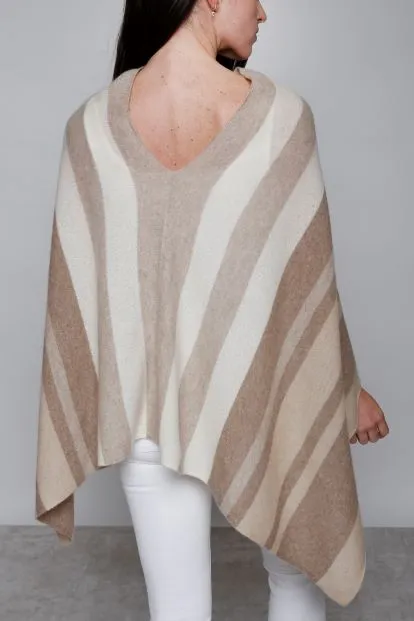 Cashmere Poncho Engineered Multi Stripe