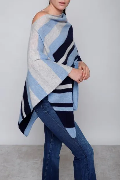 Cashmere Poncho Engineered Multi Stripe