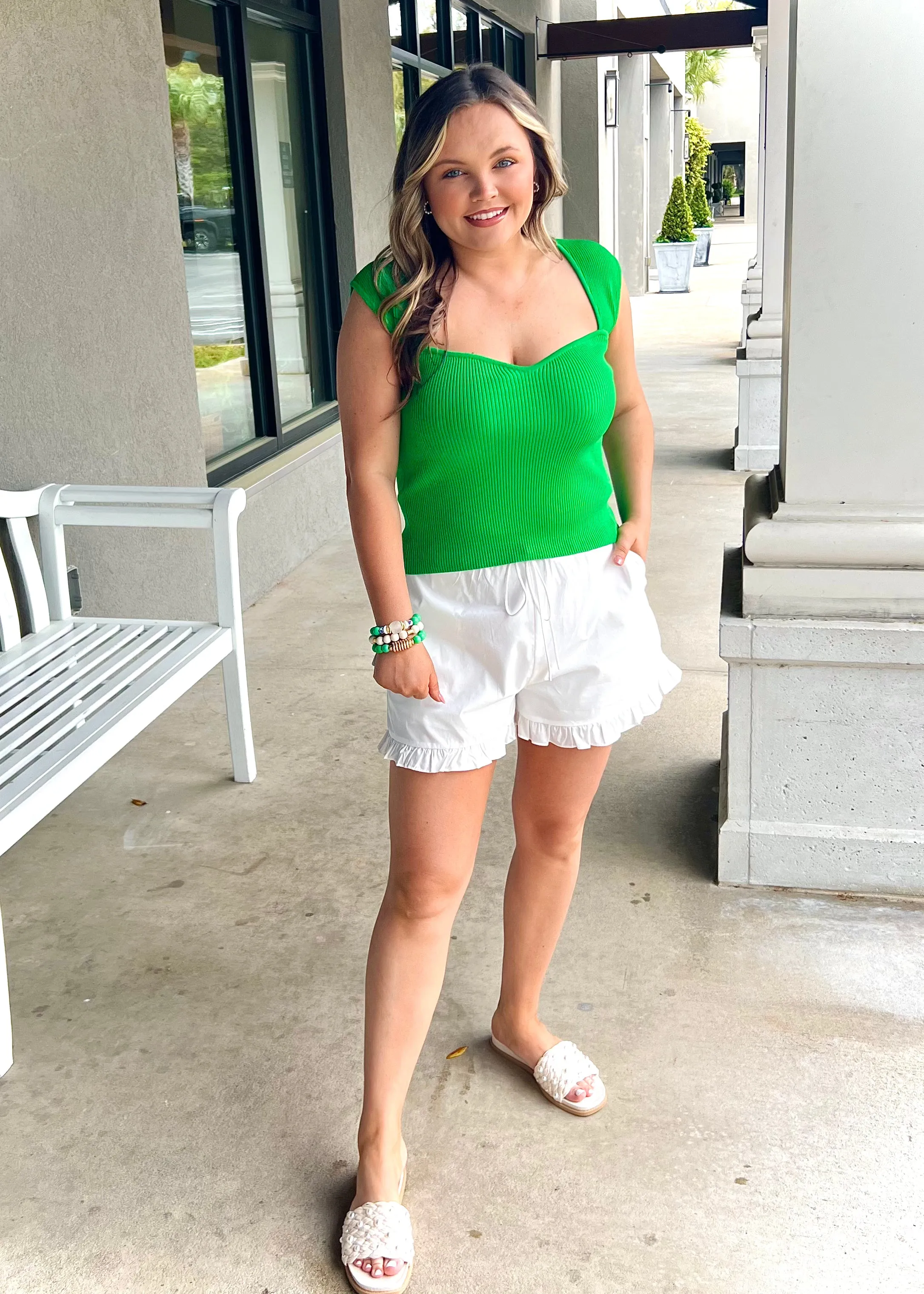 Cathy Knit Top-Green