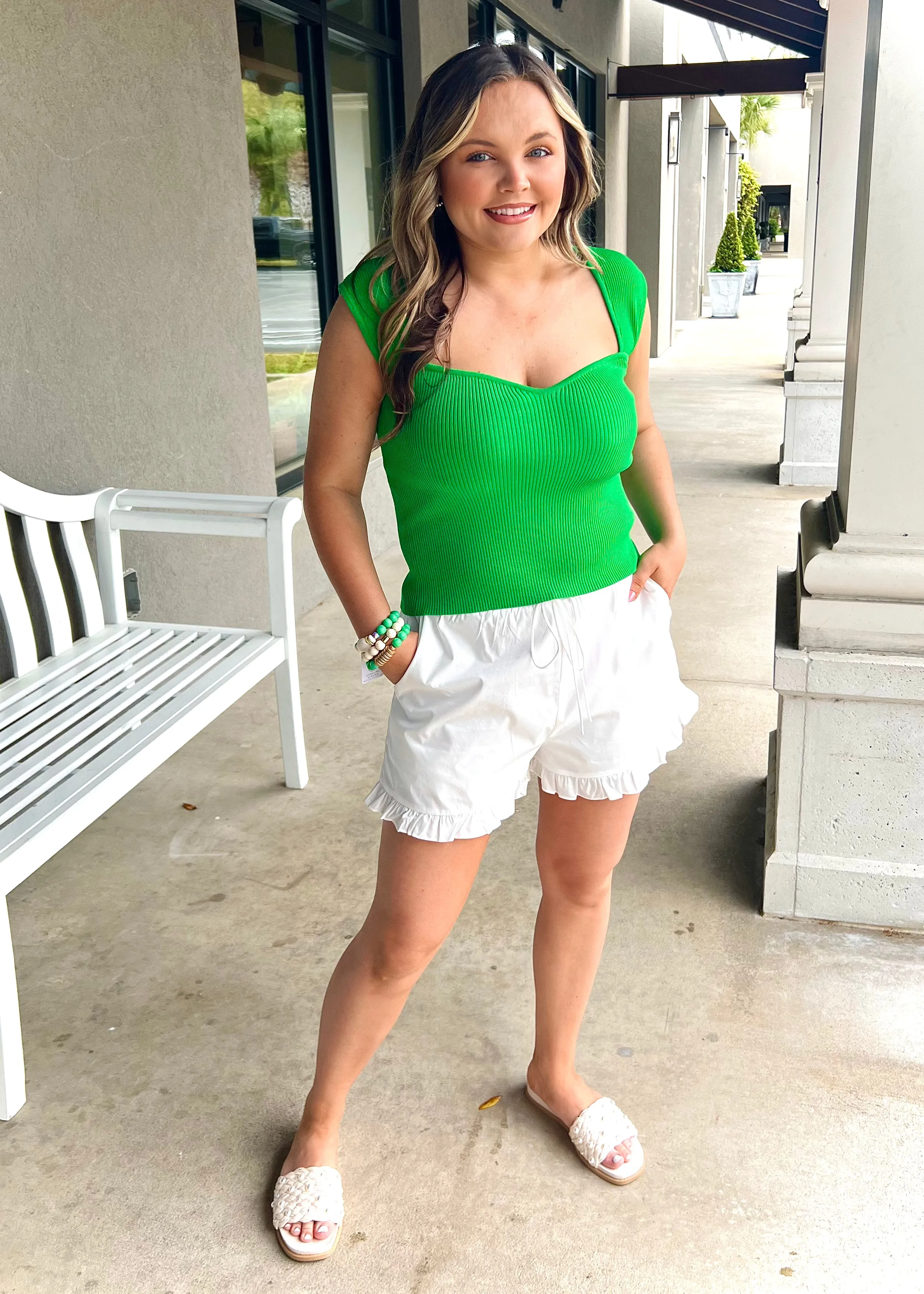 Cathy Knit Top-Green
