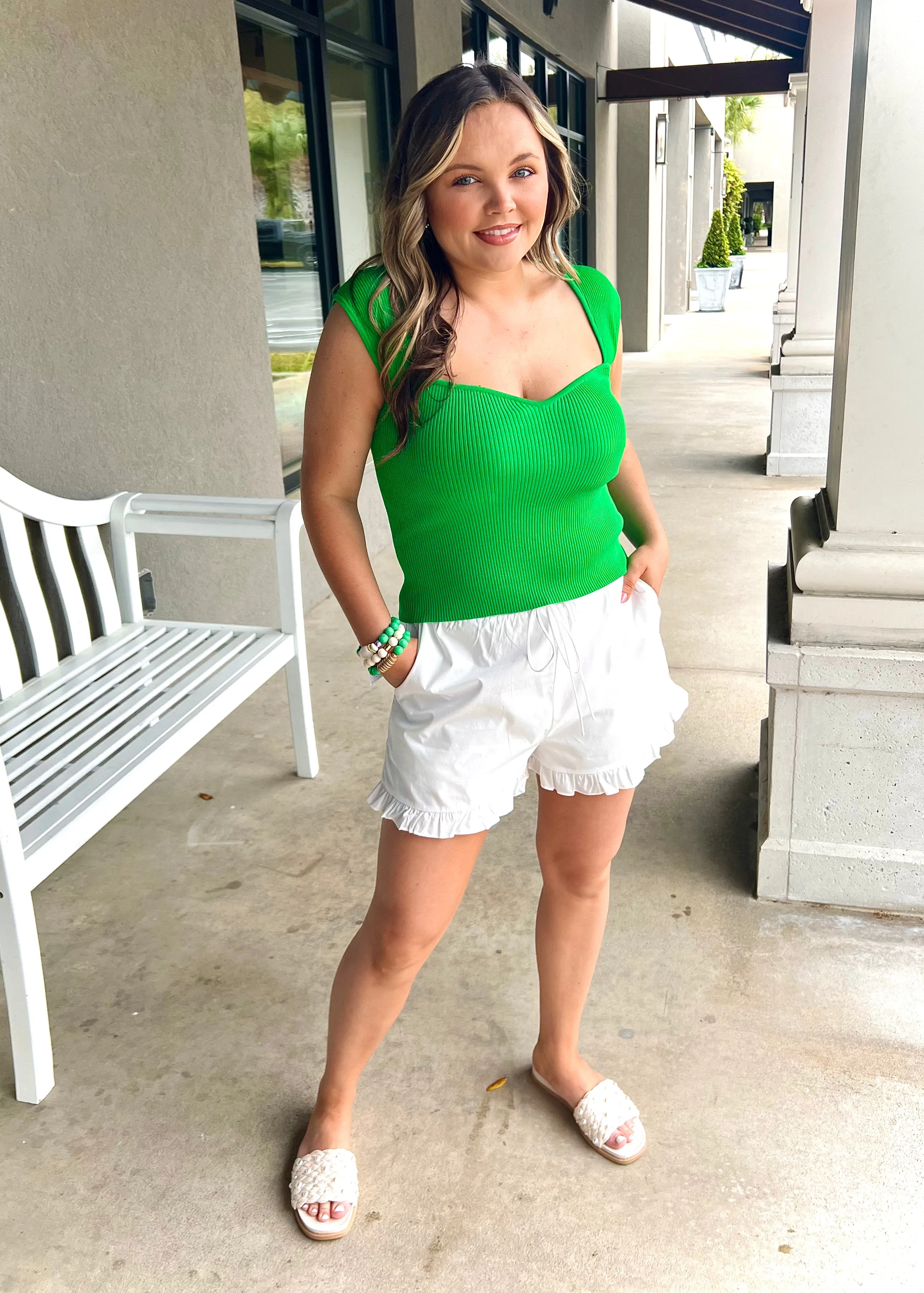 Cathy Knit Top-Green