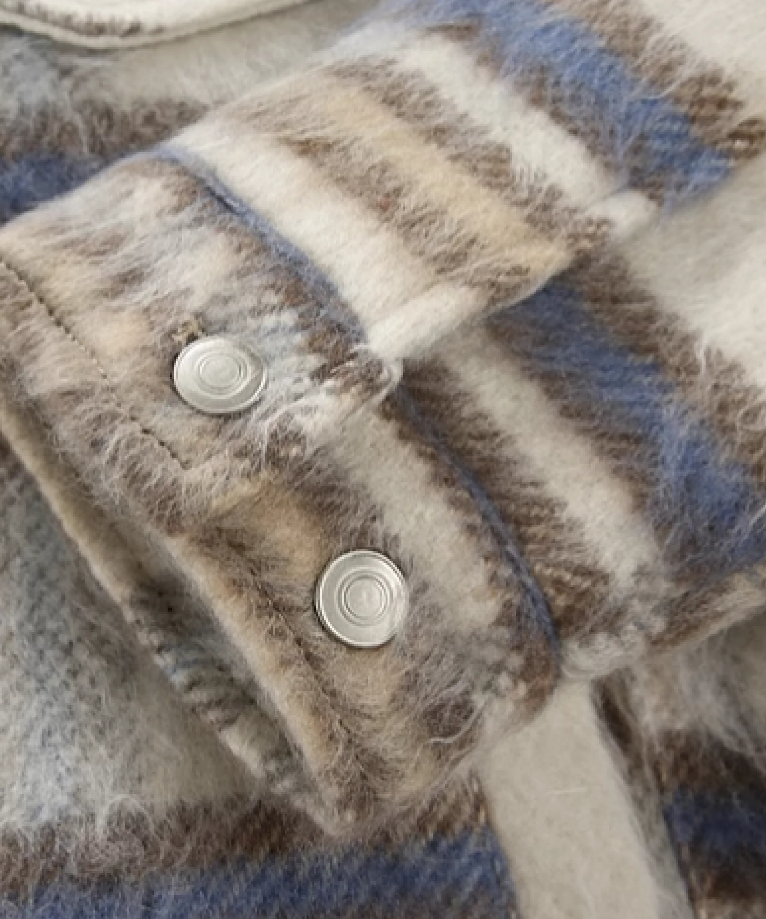 Causal Fuzzy Plaid Down Coat
