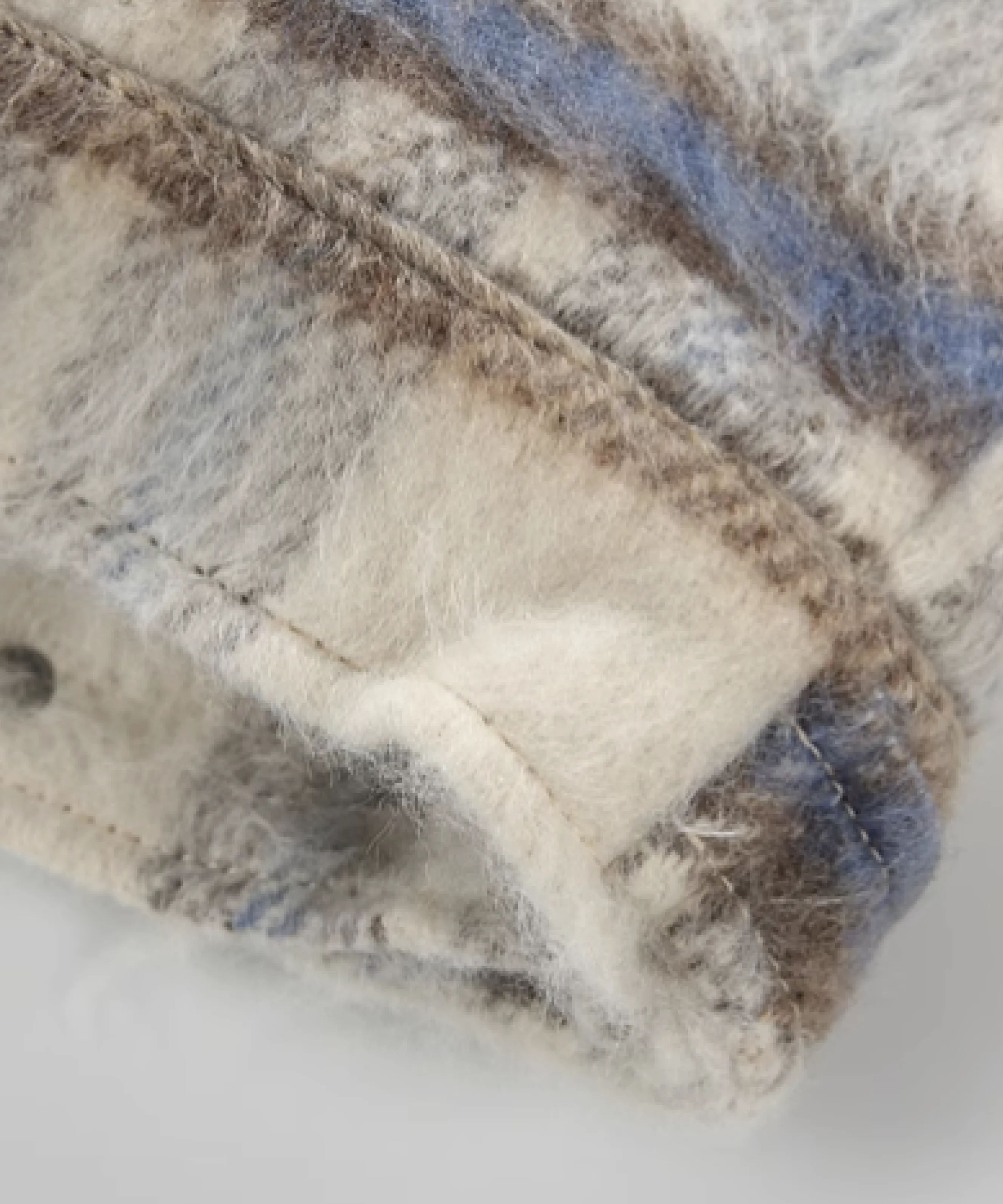 Causal Fuzzy Plaid Down Coat
