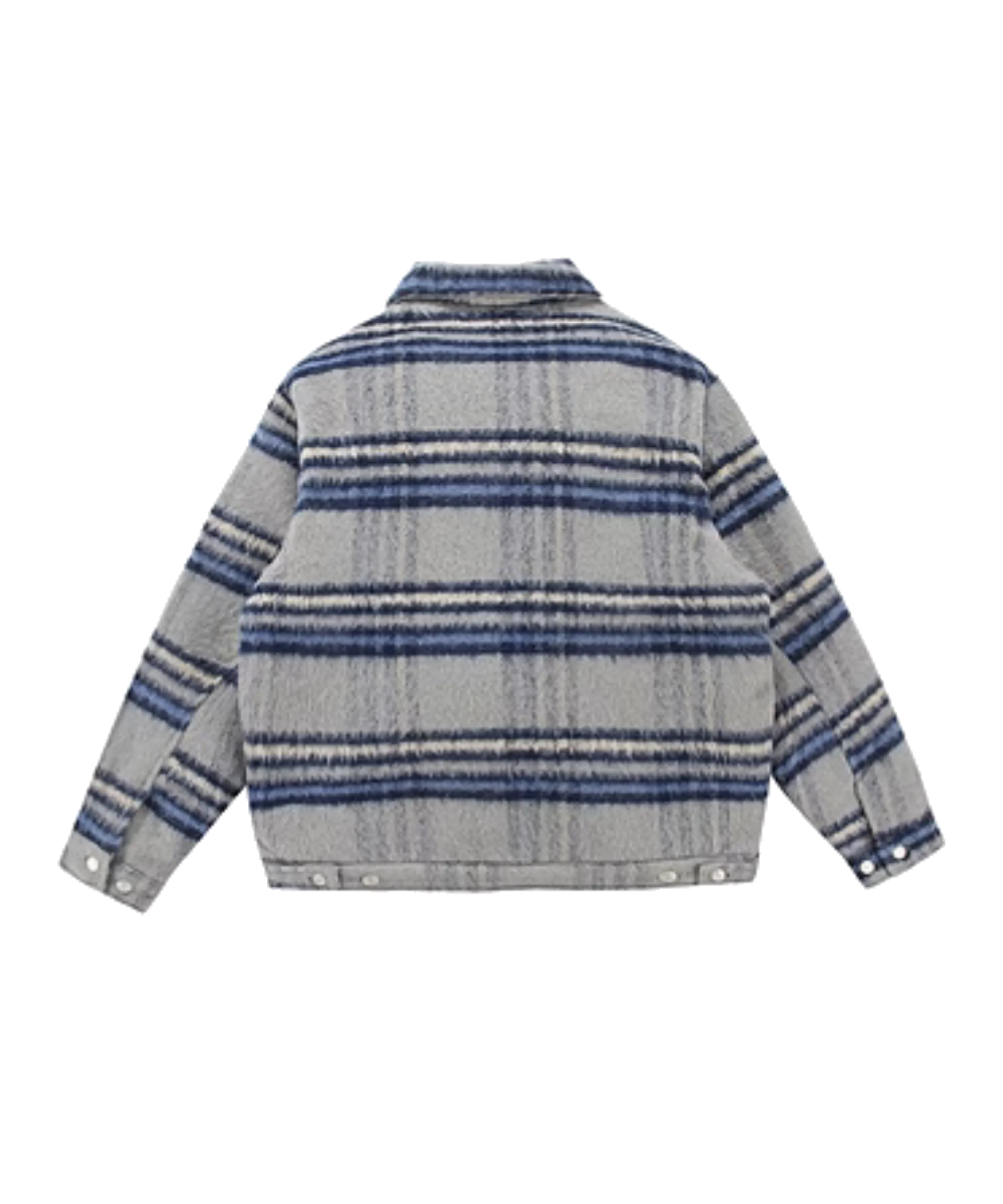 Causal Fuzzy Plaid Down Coat