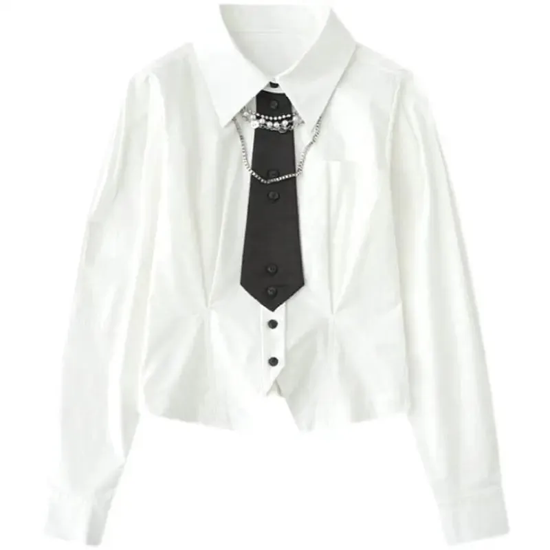 Chain Decoration White Shirt