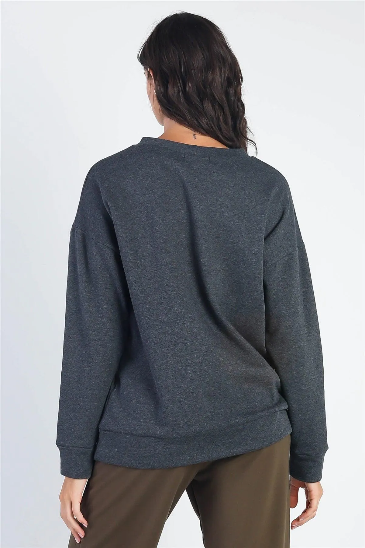 Charcoal Basic Long Sleeve Sweatshirt