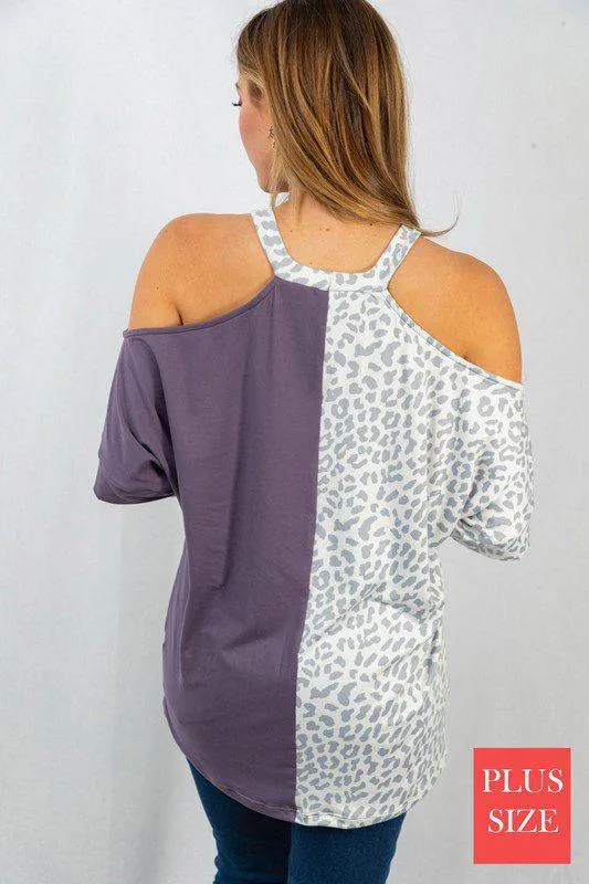Cheetah Print Off Shoulder Knit Top