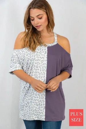 Cheetah Print Off Shoulder Knit Top