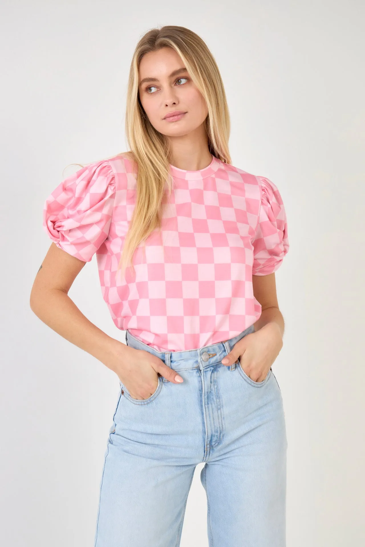 Chess Print Knit Top