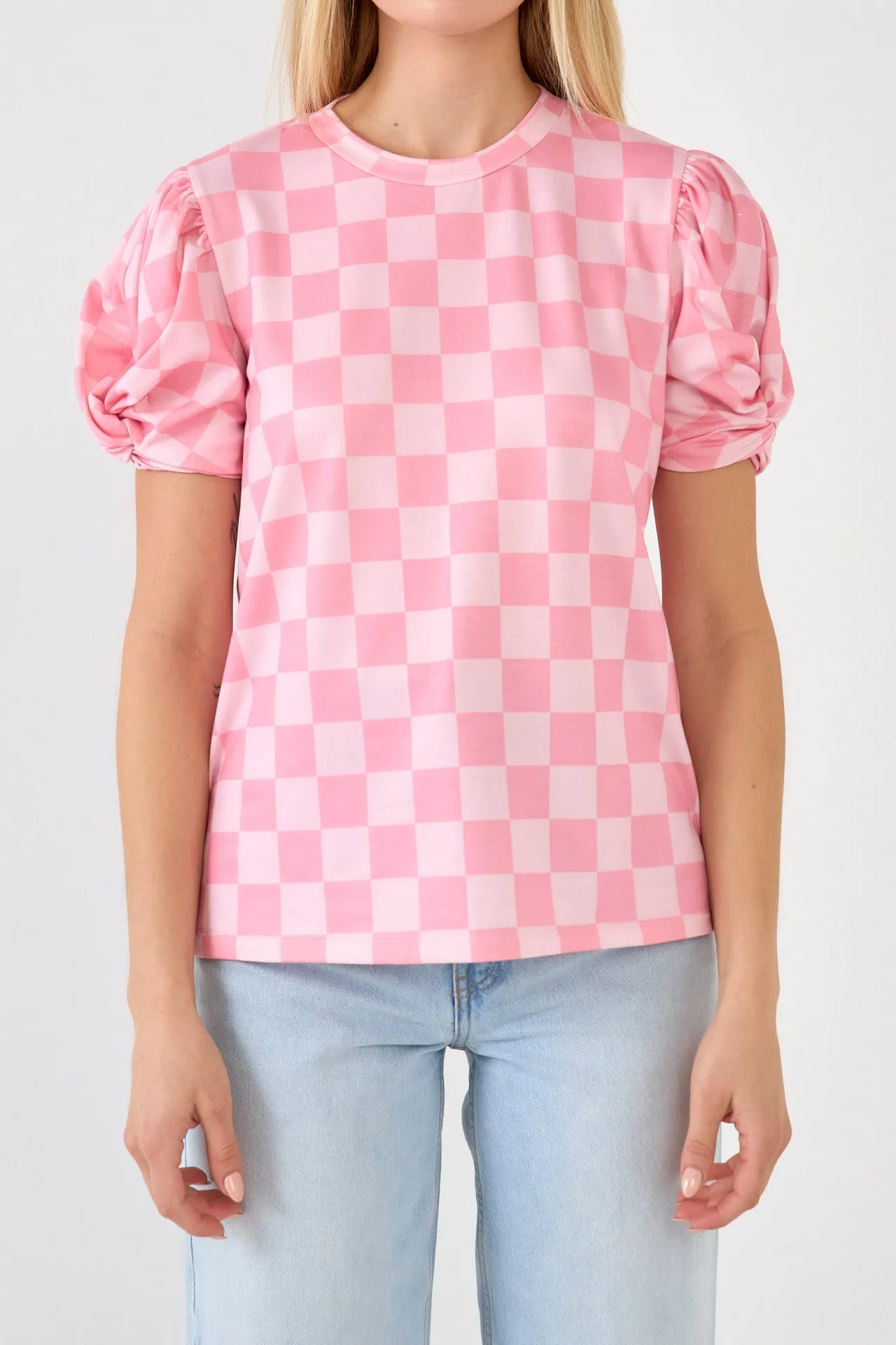 Chess Print Knit Top
