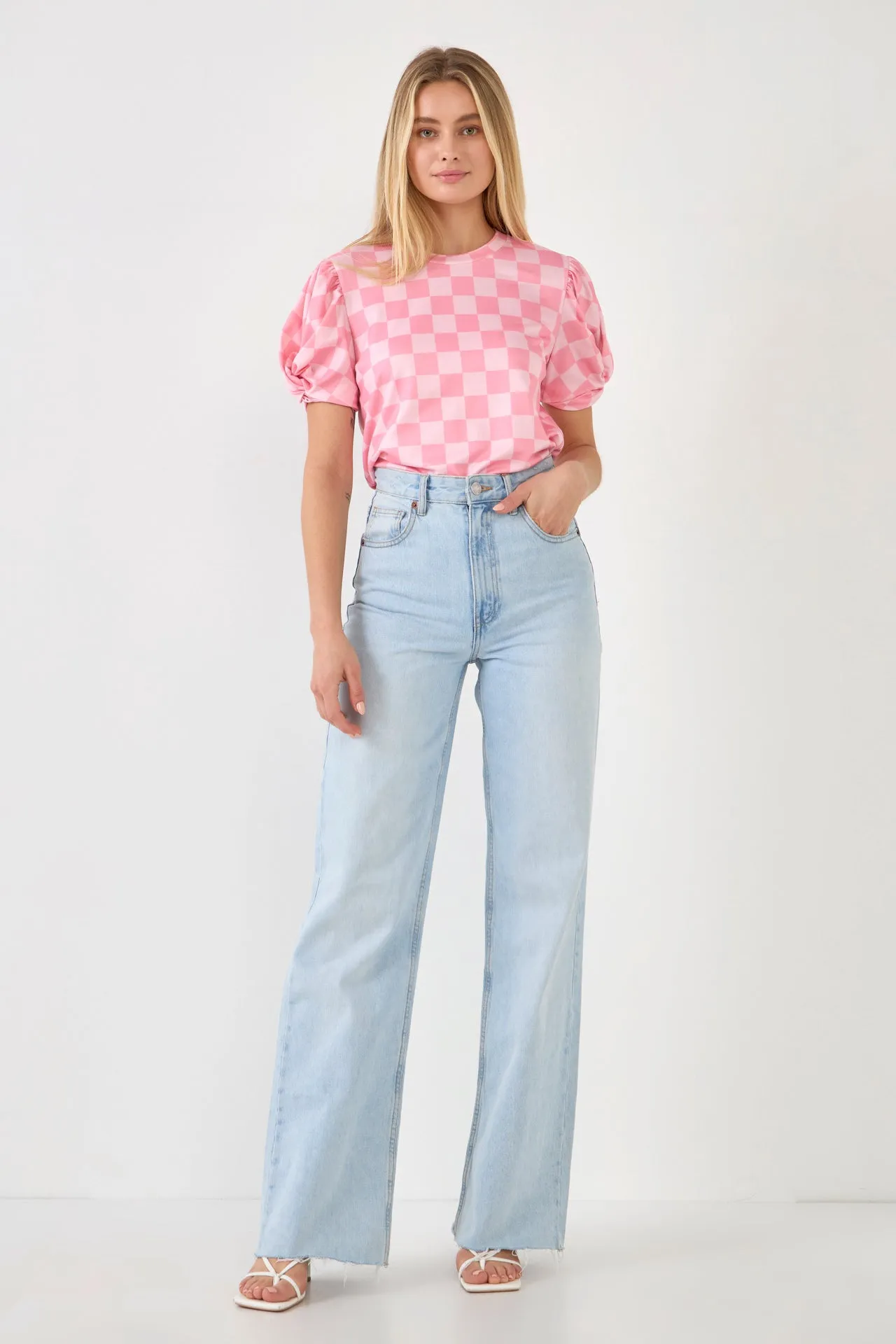 Chess Print Knit Top