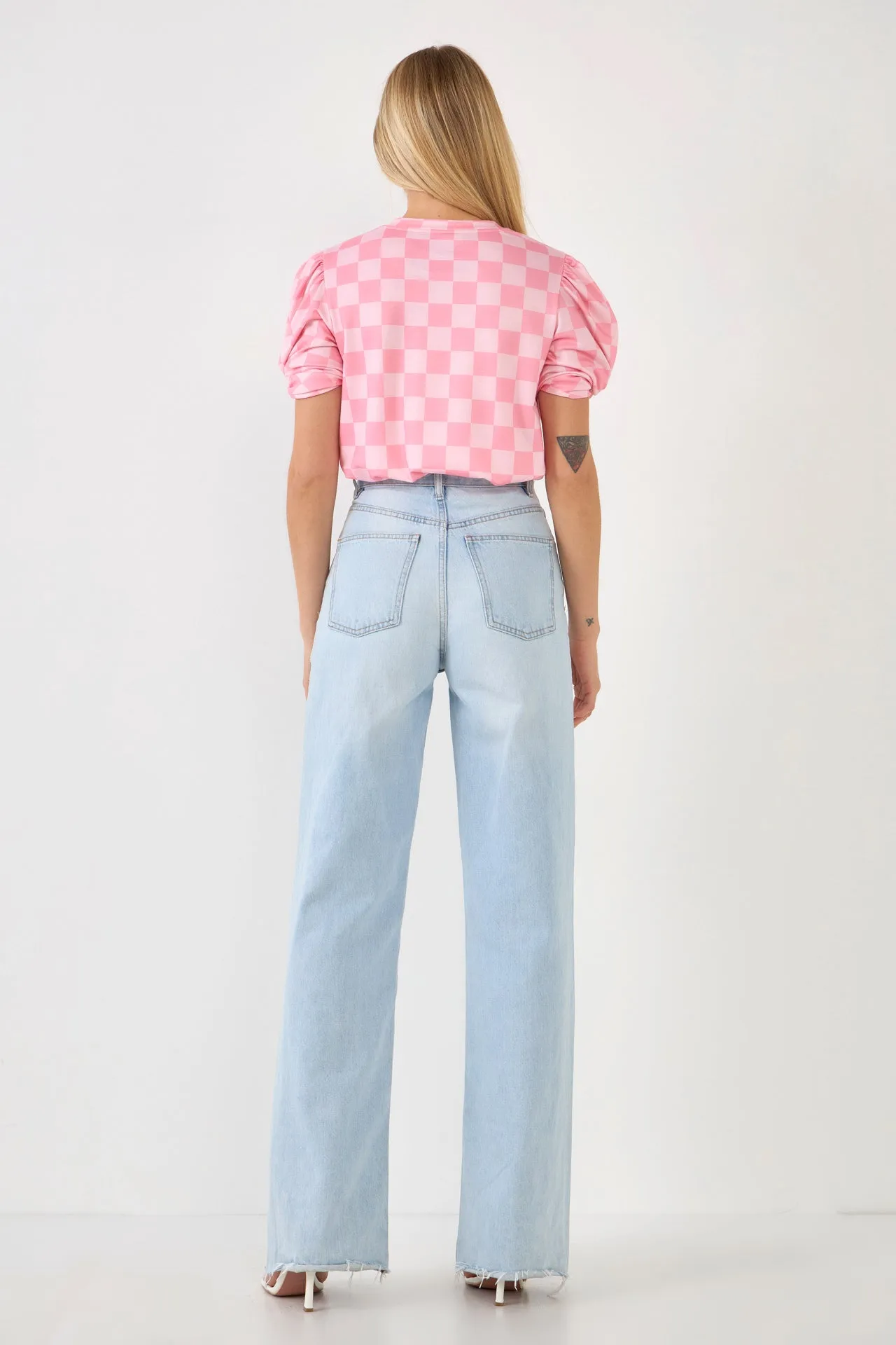 Chess Print Knit Top