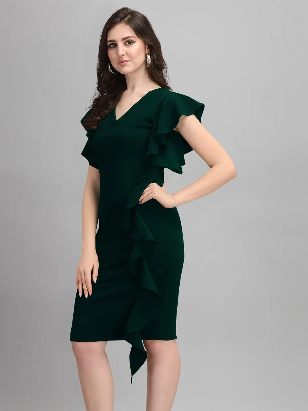 Chic Elegance Solid V-Neck Bodycon Dress
