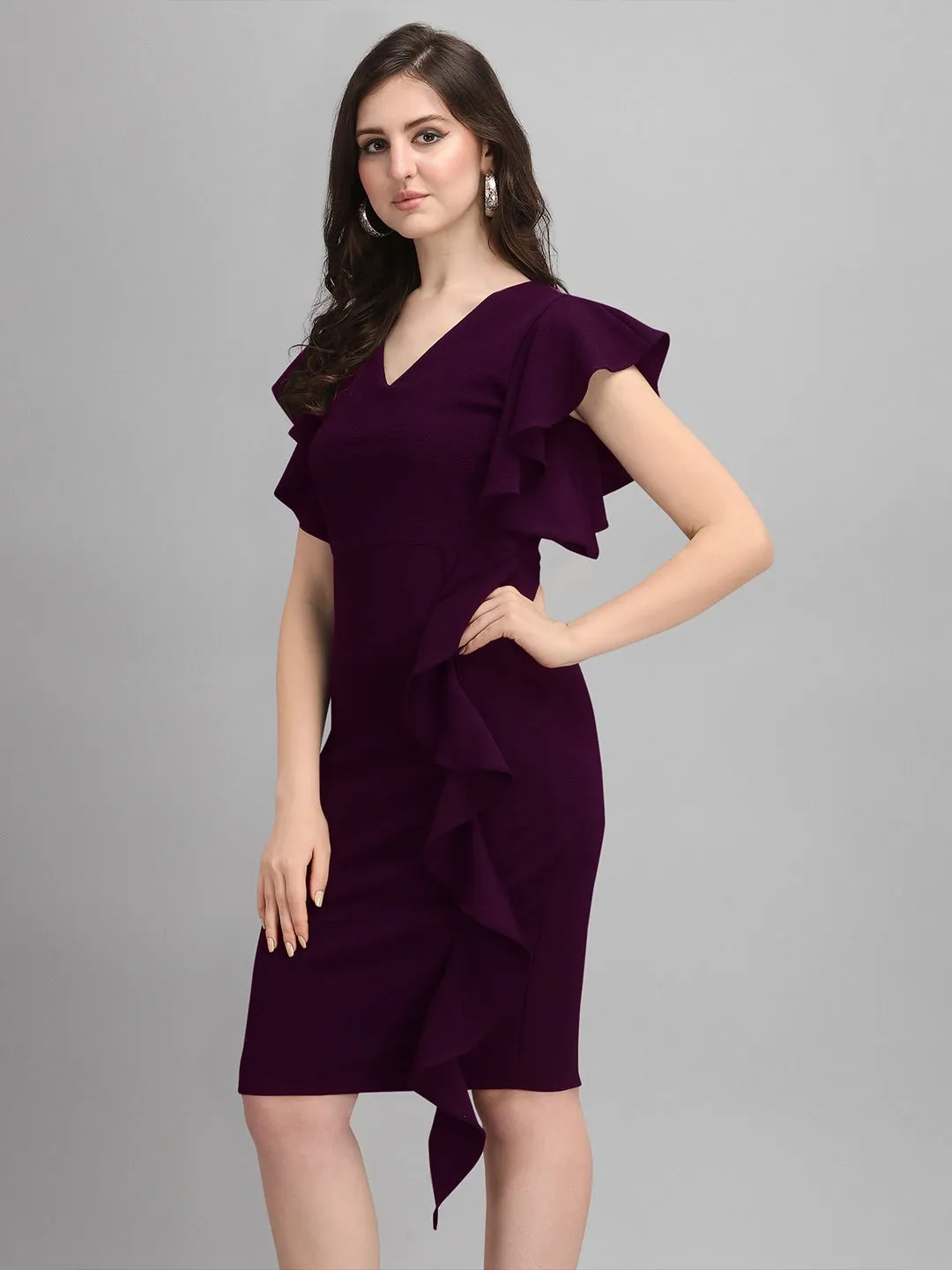 Chic Elegance Solid V-Neck Bodycon Dress