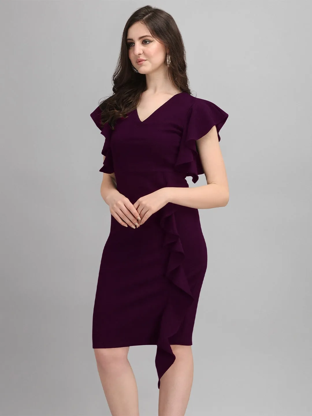 Chic Elegance Solid V-Neck Bodycon Dress