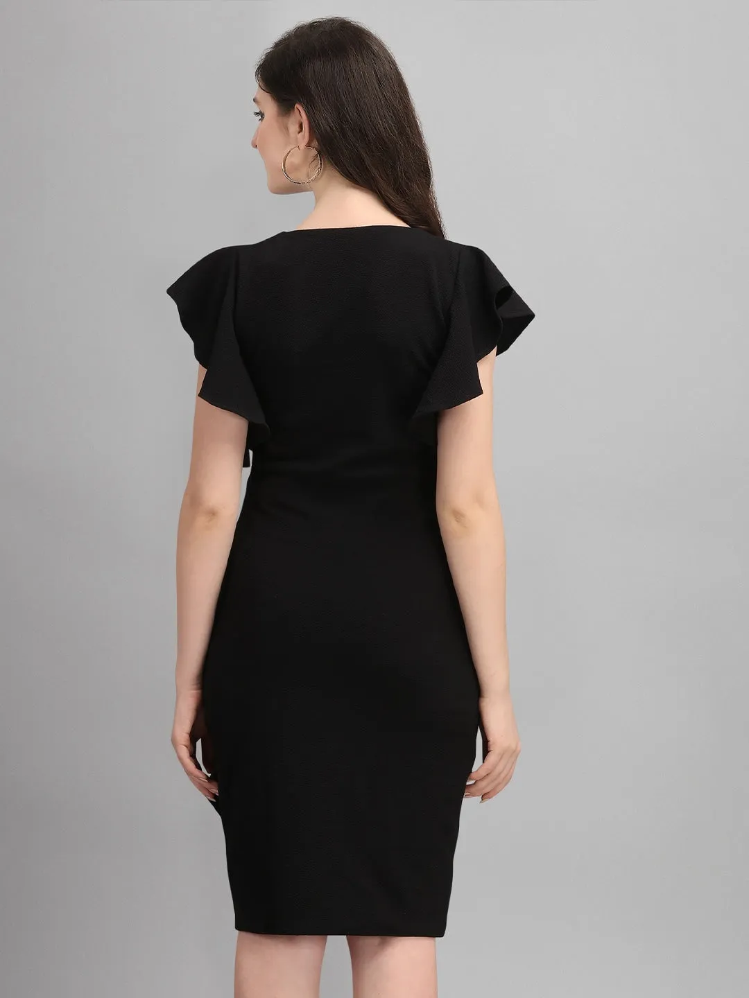 Chic Elegance Solid V-Neck Bodycon Dress