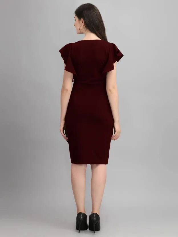 Chic Elegance Solid V-Neck Bodycon Dress