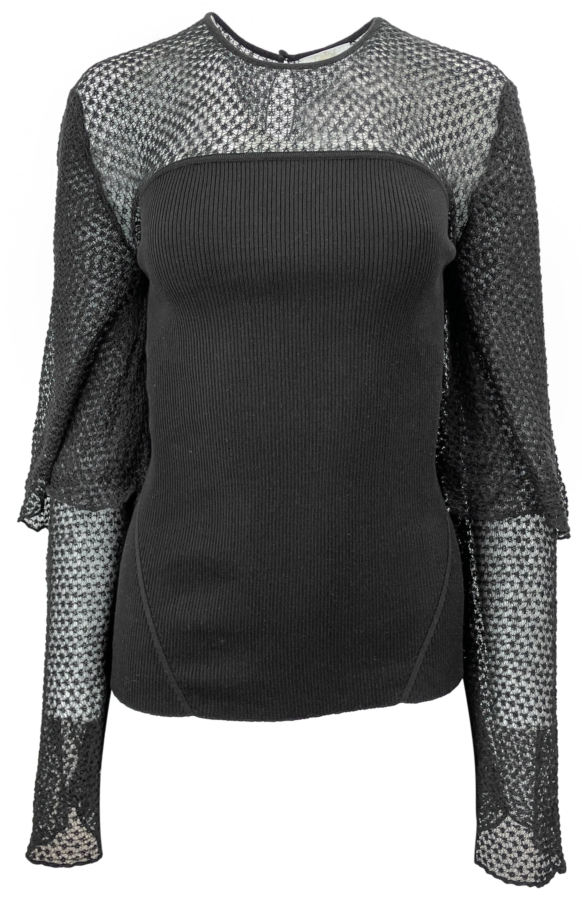 Chloé Lace Knit Top in Black