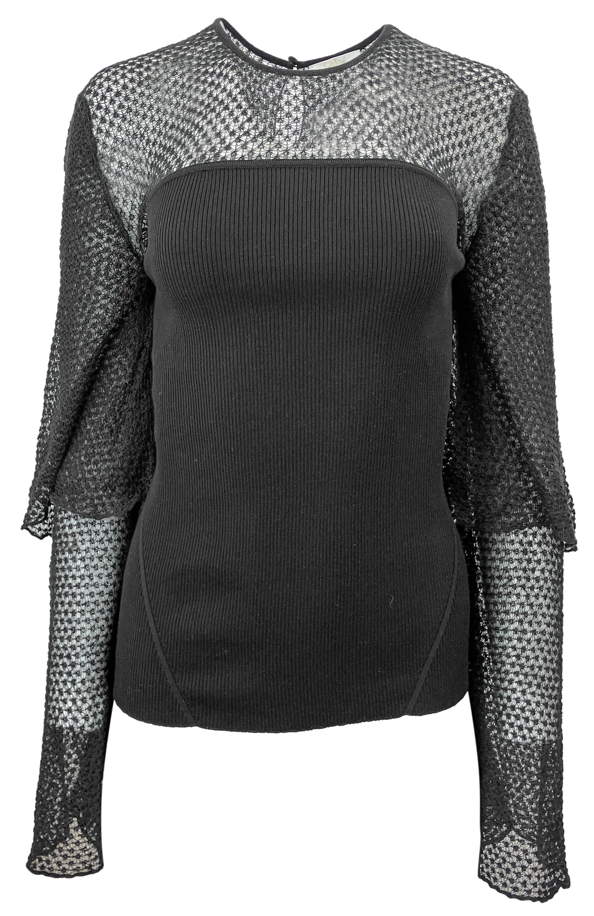 Chloé Lace Knit Top in Black