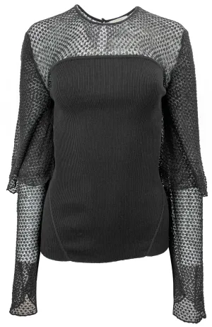 Chloé Lace Knit Top in Black