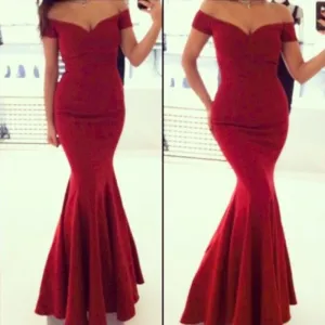 Clearance Sexy Off Shoulder Red Mermaid Long Party Floor Length Dress