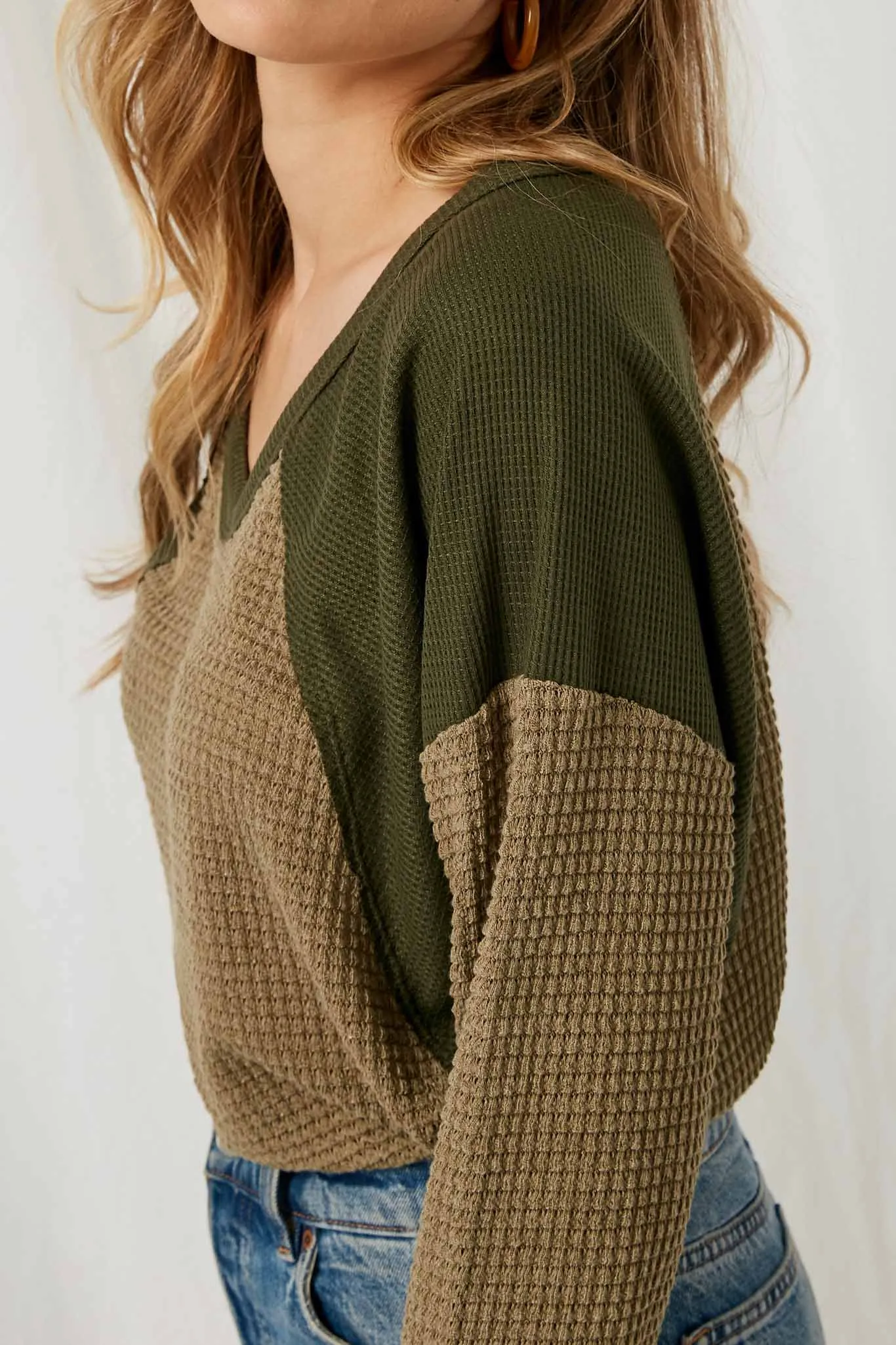 Colorblock Waffle Knit Top