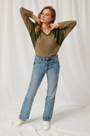 Colorblock Waffle Knit Top