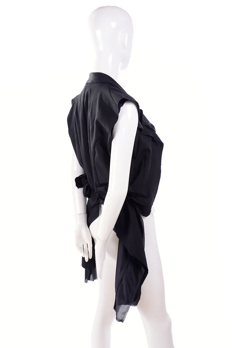 Comme des Garcons Black Wool Deconstructed Vest Layered w/ Raw Edges