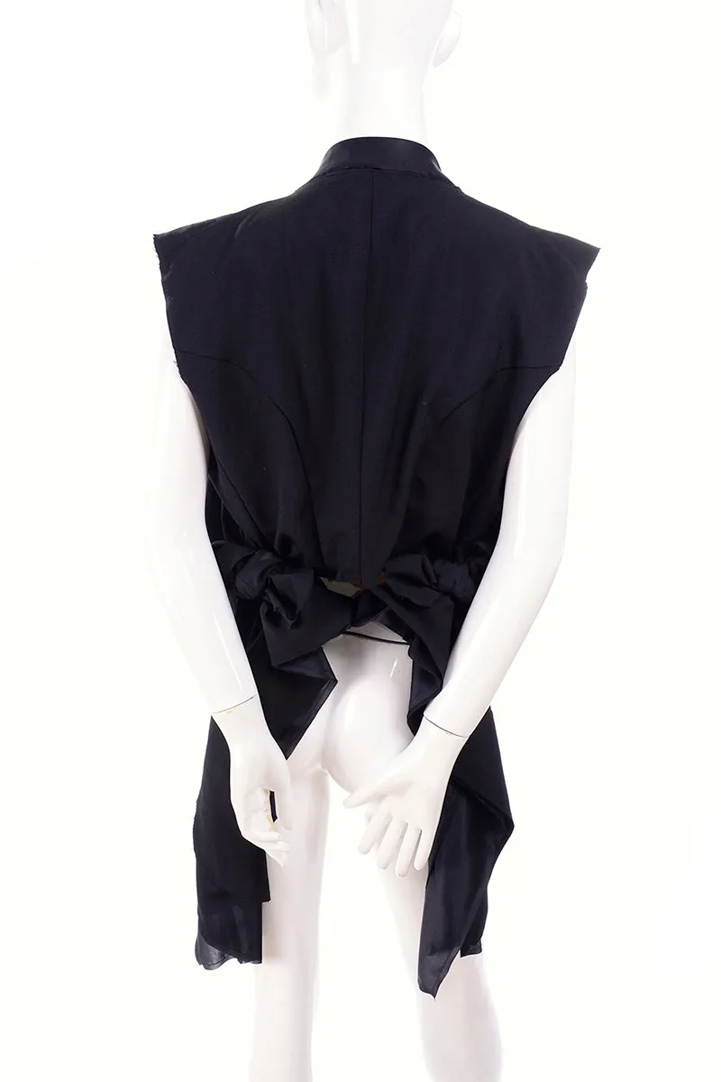 Comme des Garcons Black Wool Deconstructed Vest Layered w/ Raw Edges