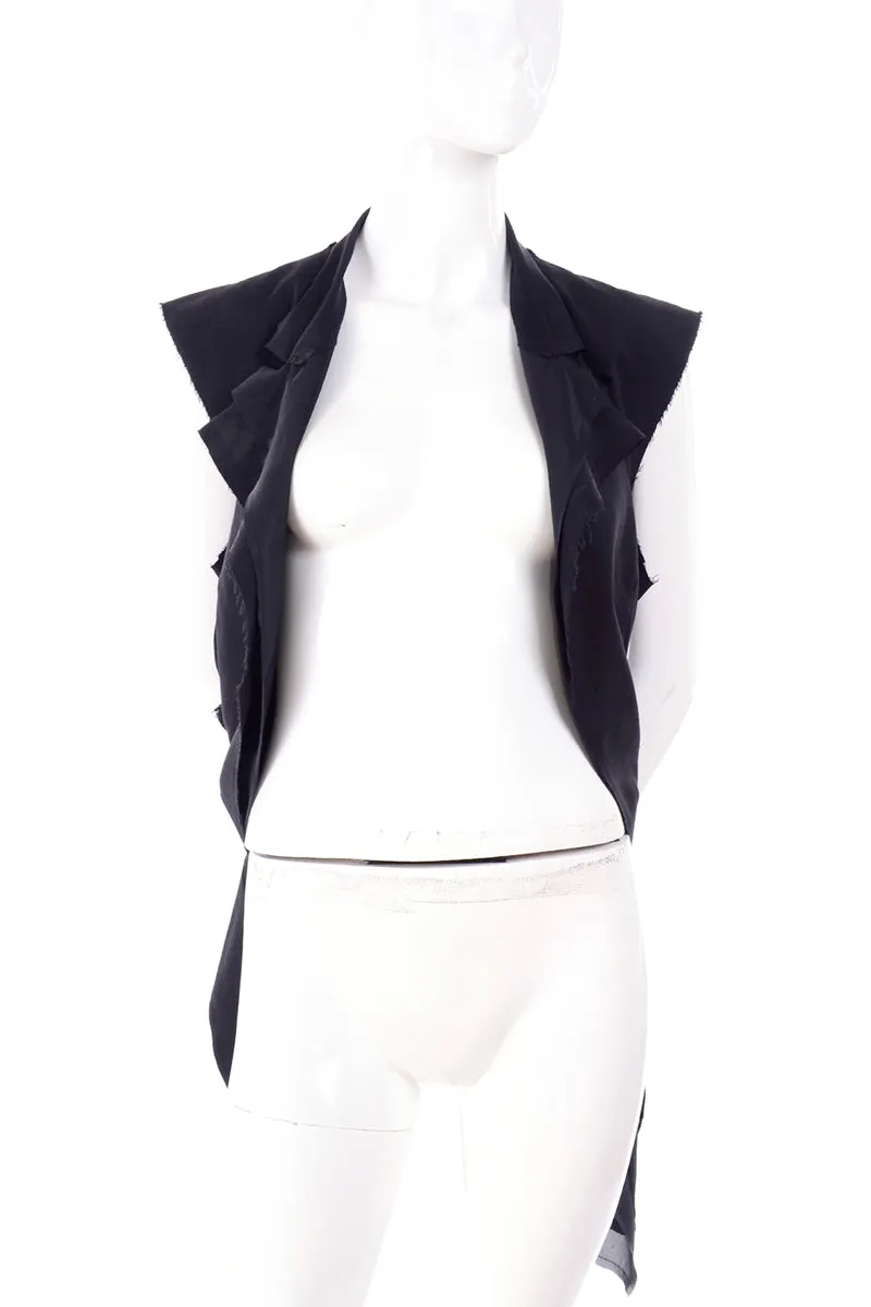 Comme des Garcons Black Wool Deconstructed Vest Layered w/ Raw Edges