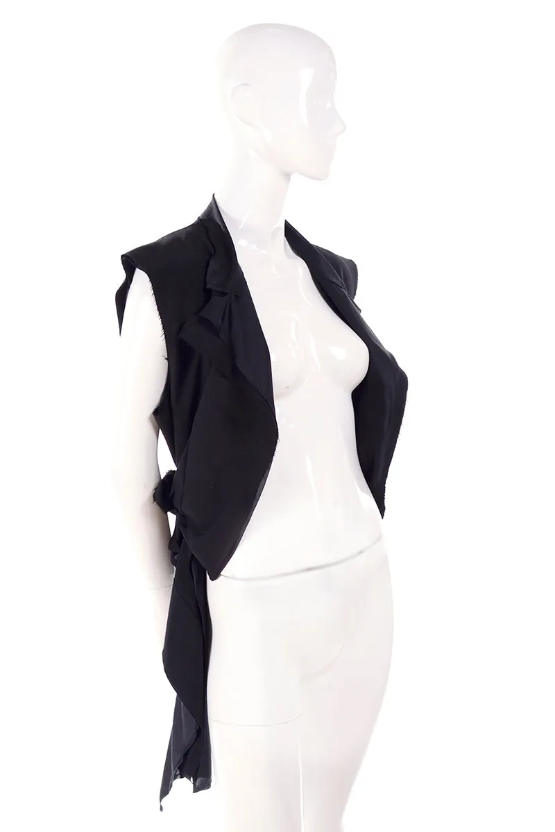 Comme des Garcons Black Wool Deconstructed Vest Layered w/ Raw Edges