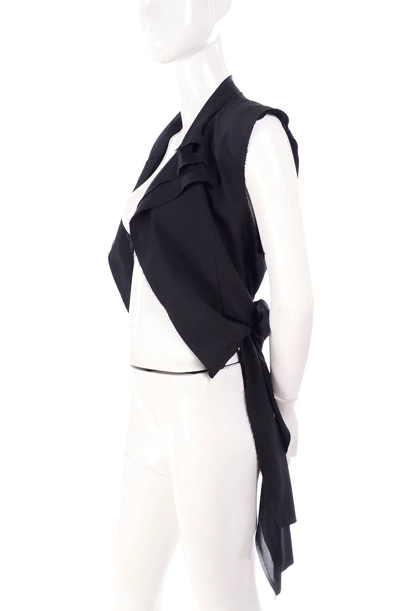 Comme des Garcons Black Wool Deconstructed Vest Layered w/ Raw Edges