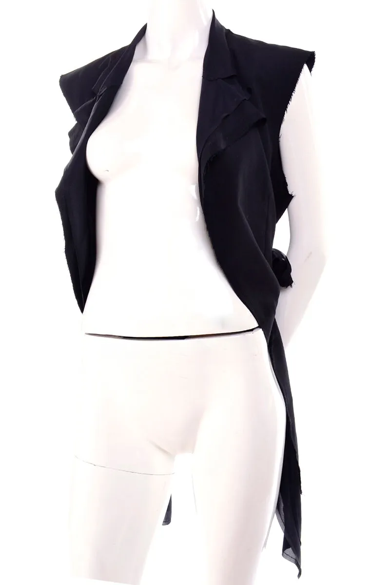 Comme des Garcons Black Wool Deconstructed Vest Layered w/ Raw Edges