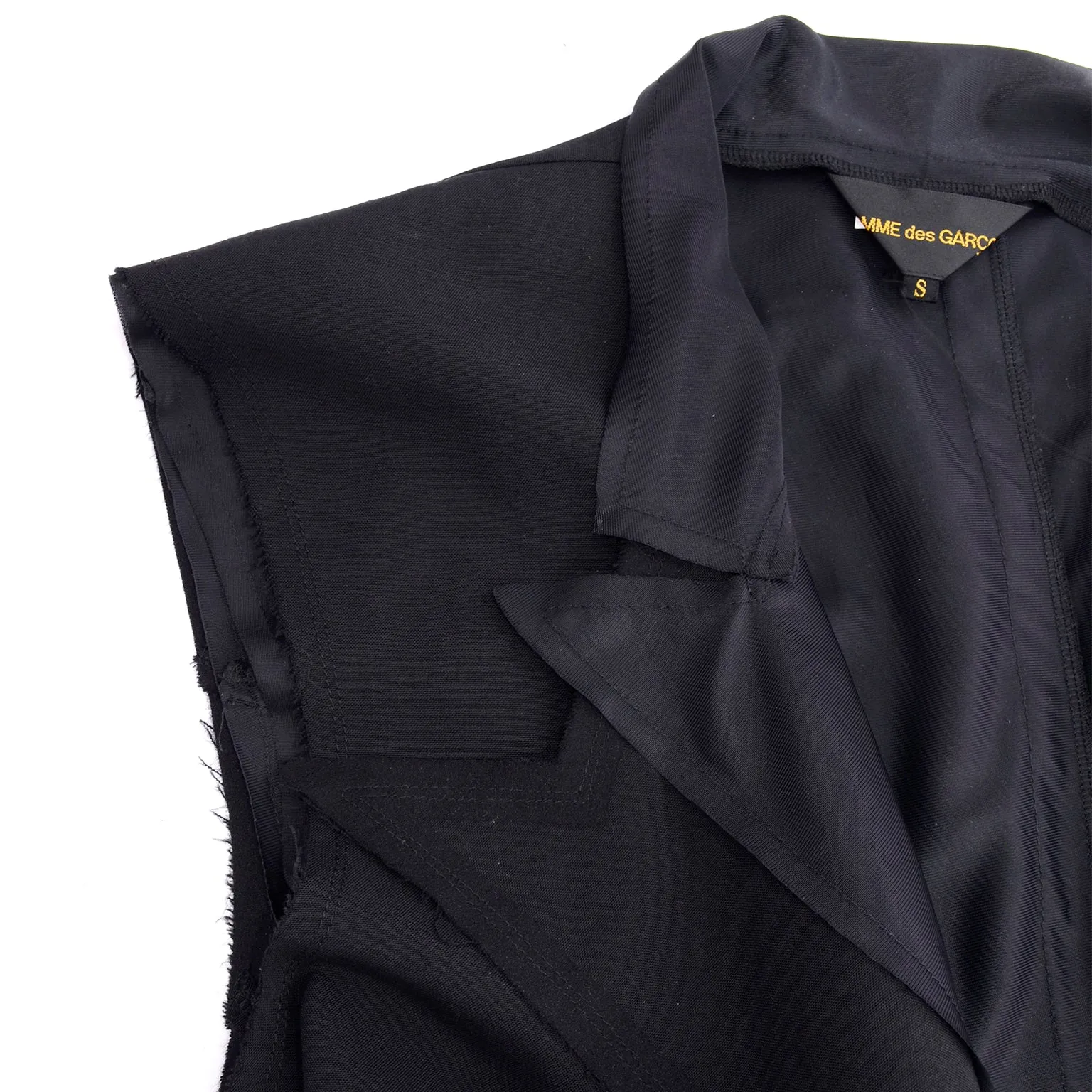 Comme des Garcons Black Wool Deconstructed Vest Layered w/ Raw Edges