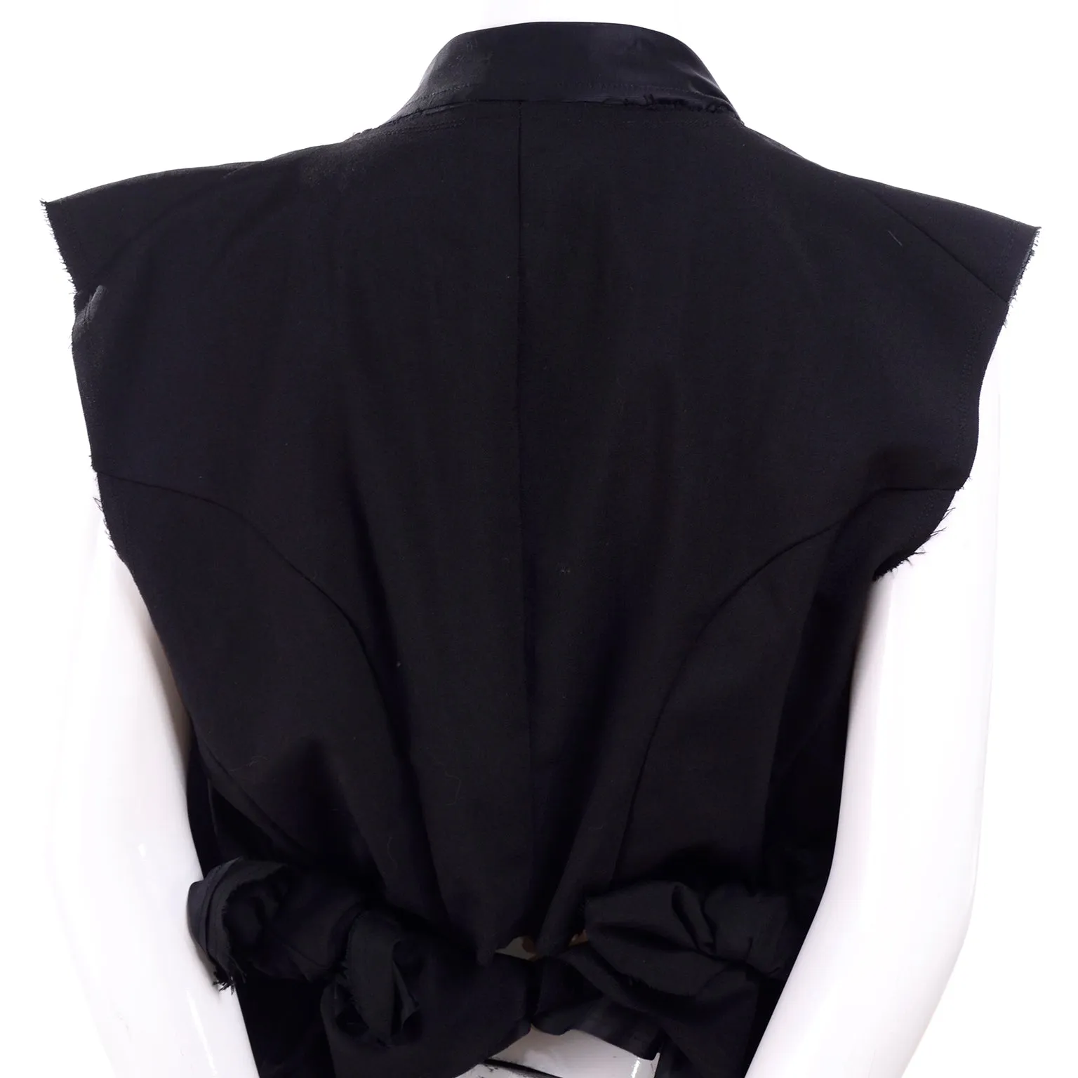 Comme des Garcons Black Wool Deconstructed Vest Layered w/ Raw Edges