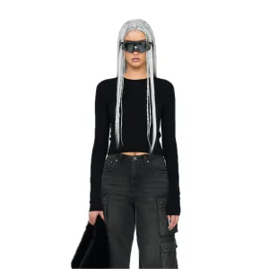 Compass Hug Knit Wool Top In Black