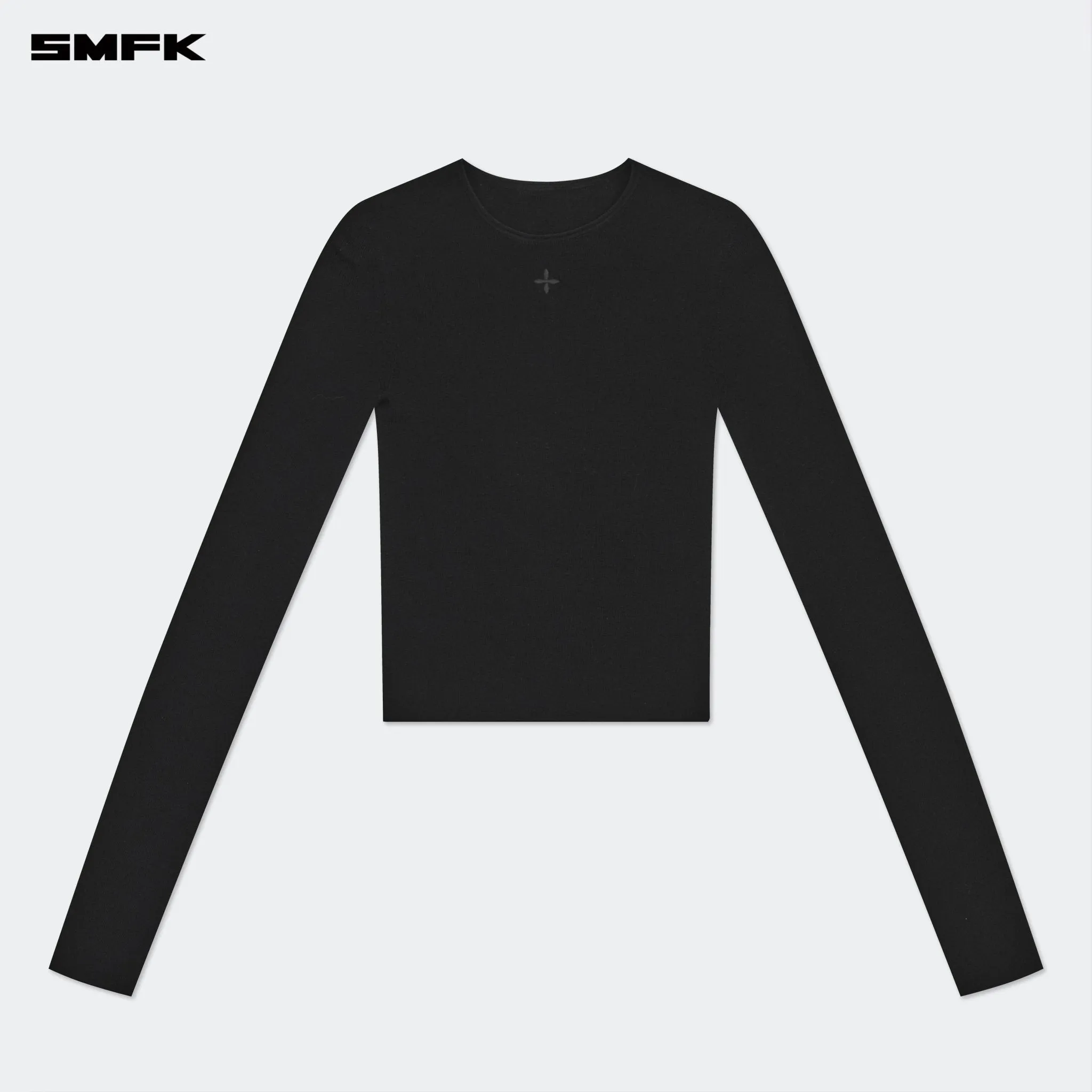 Compass Hug Knit Wool Top In Black