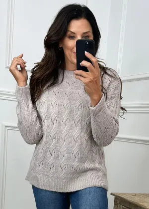 Conny Beige Braided Knit Pullover