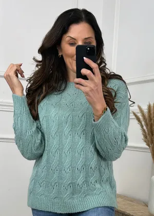 Conny Green Braided Knit Pullover