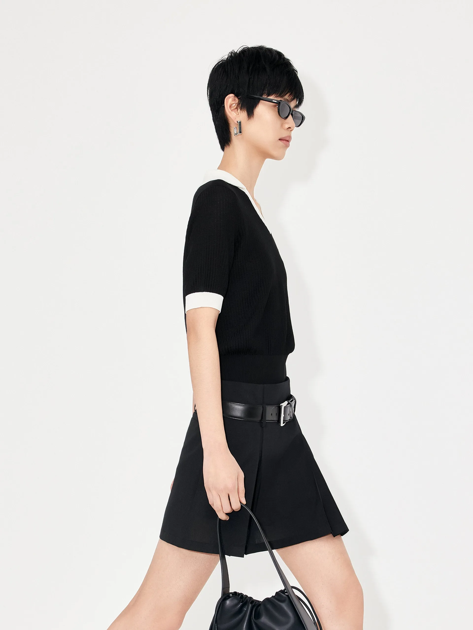 Contrasting Rib Knit Top