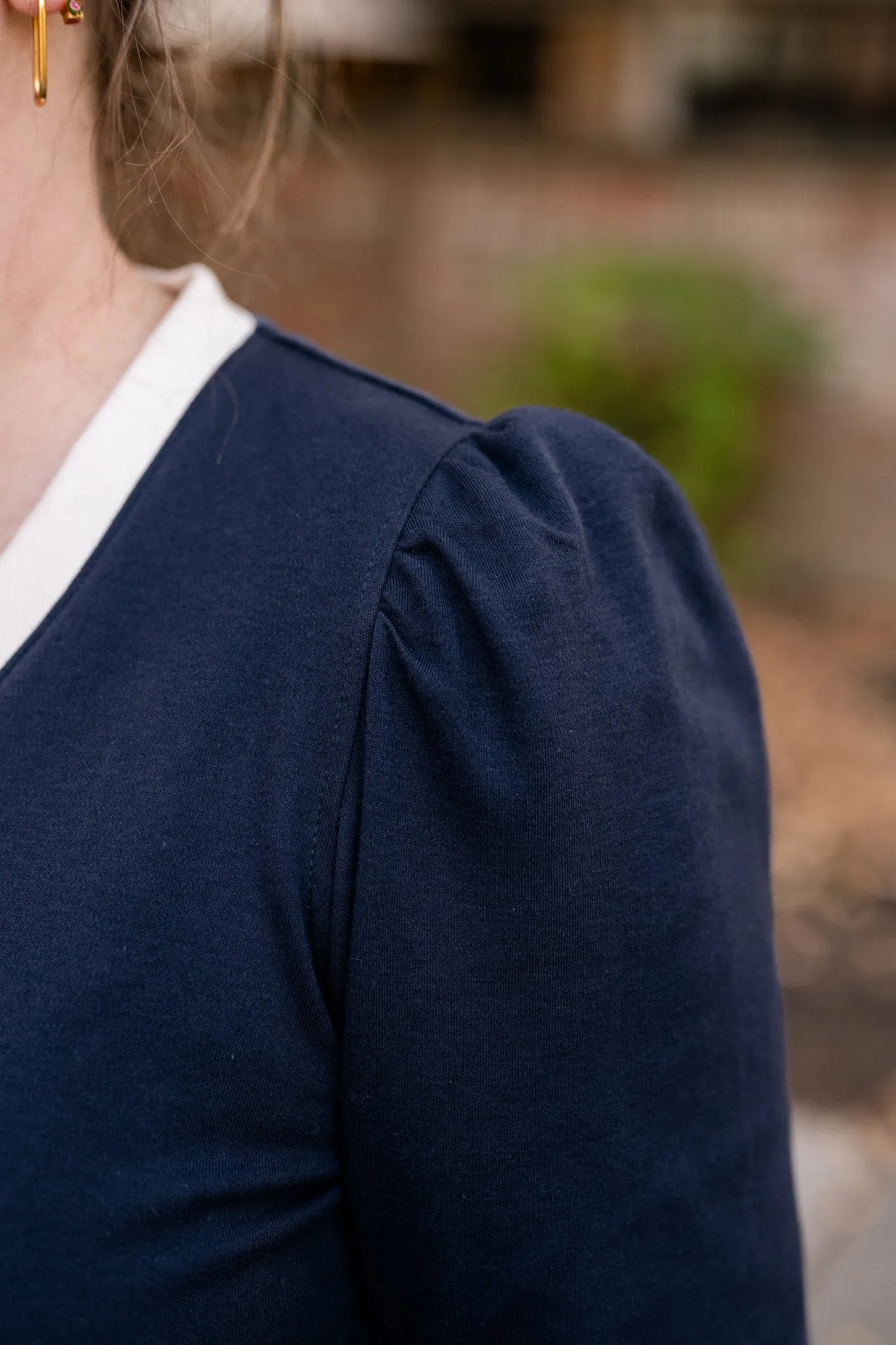 Contrasting V- Neck Top