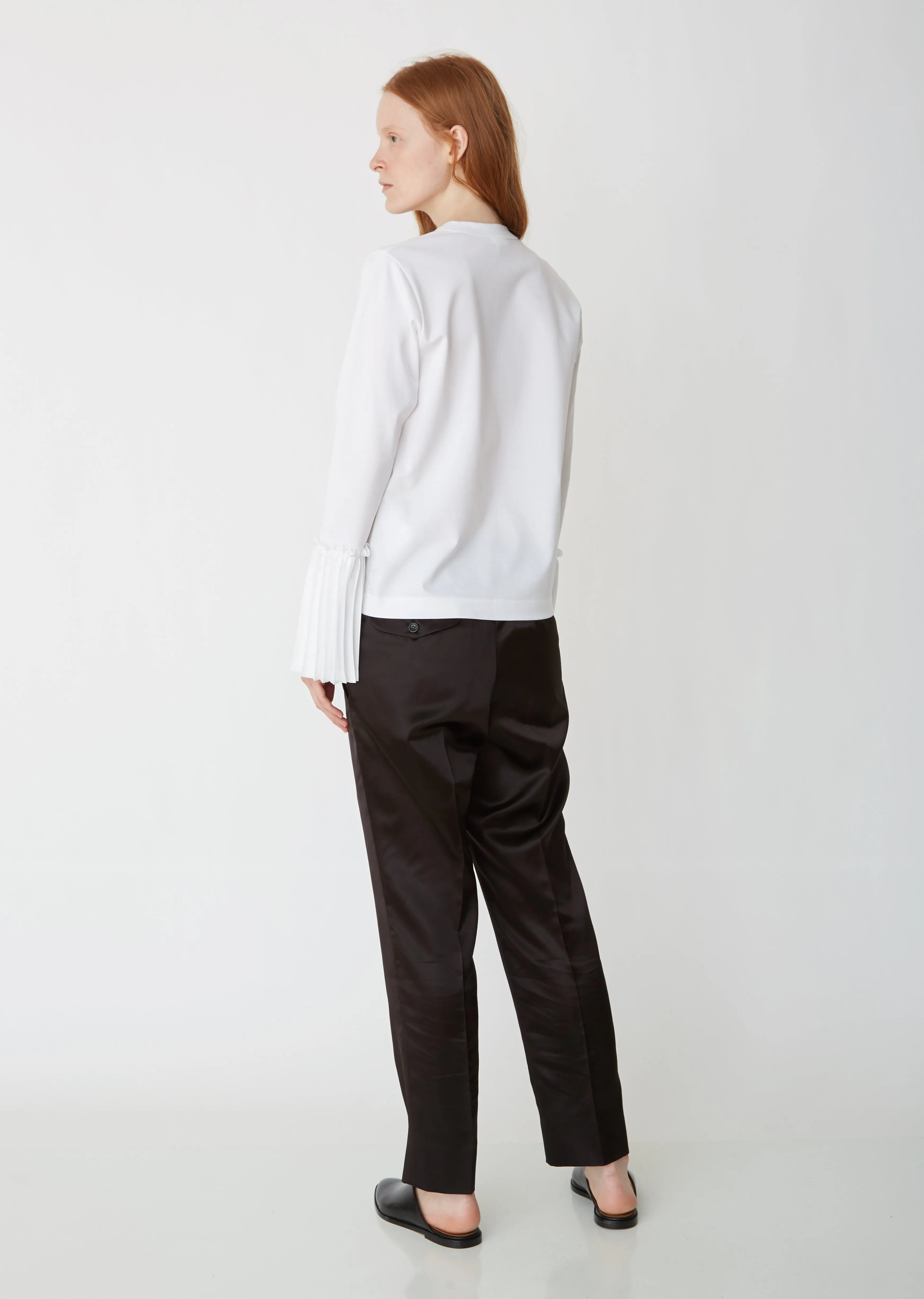 Cotton Ponte Top With Pleated Sleeves