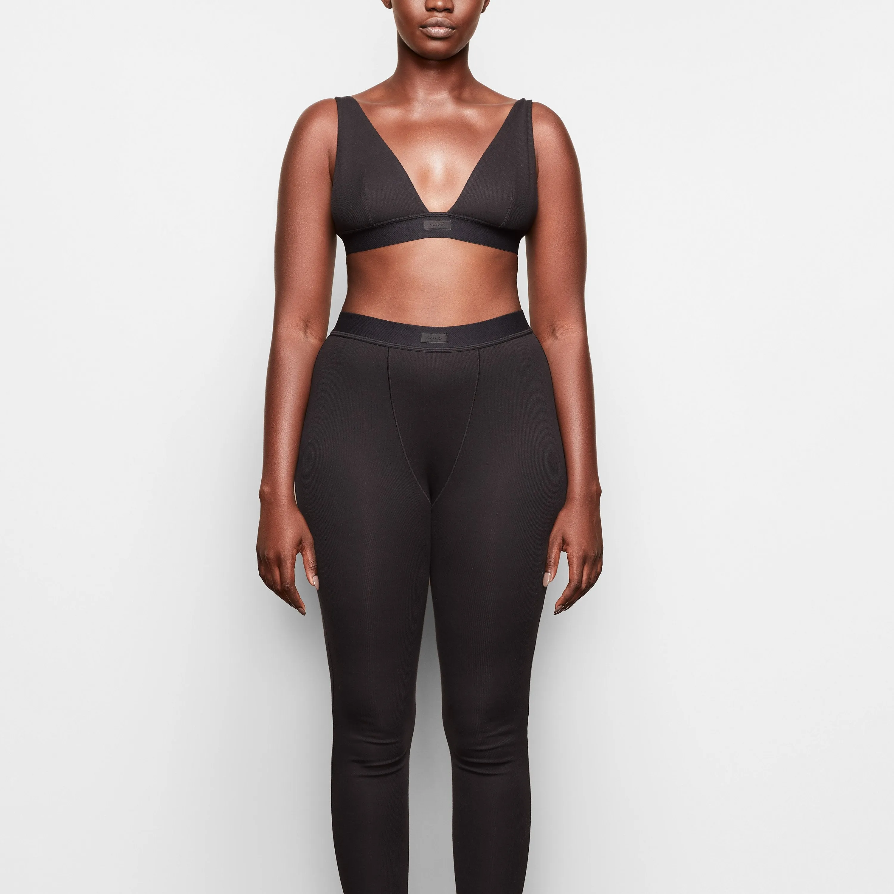 COTTON RIB THERMAL LEGGING | SOOT