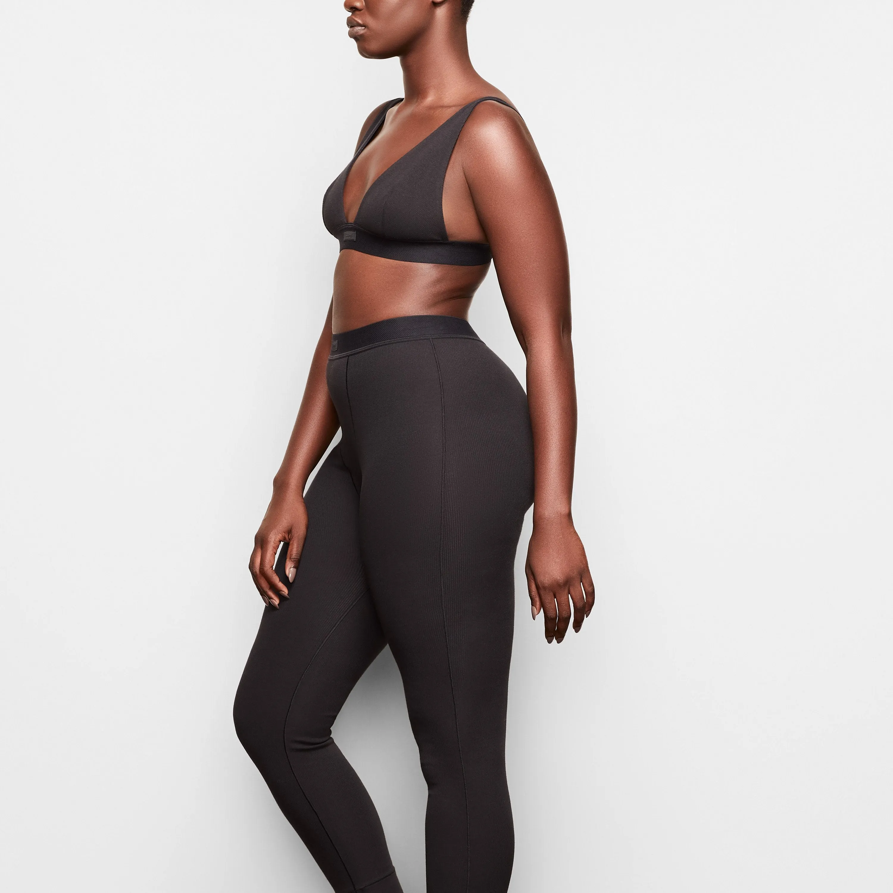 COTTON RIB THERMAL LEGGING | SOOT