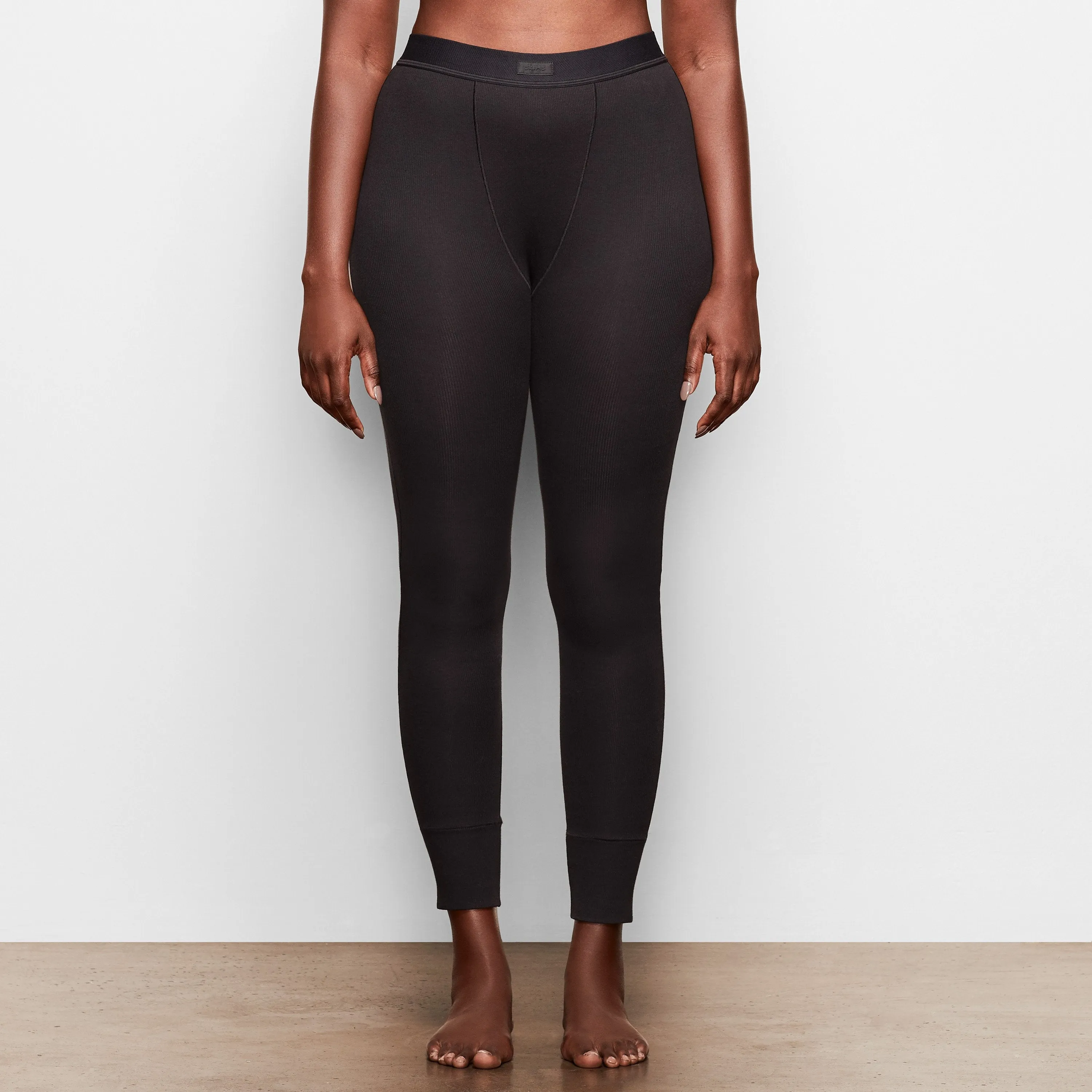 COTTON RIB THERMAL LEGGING | SOOT