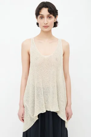 Cream Knit Distressed Top