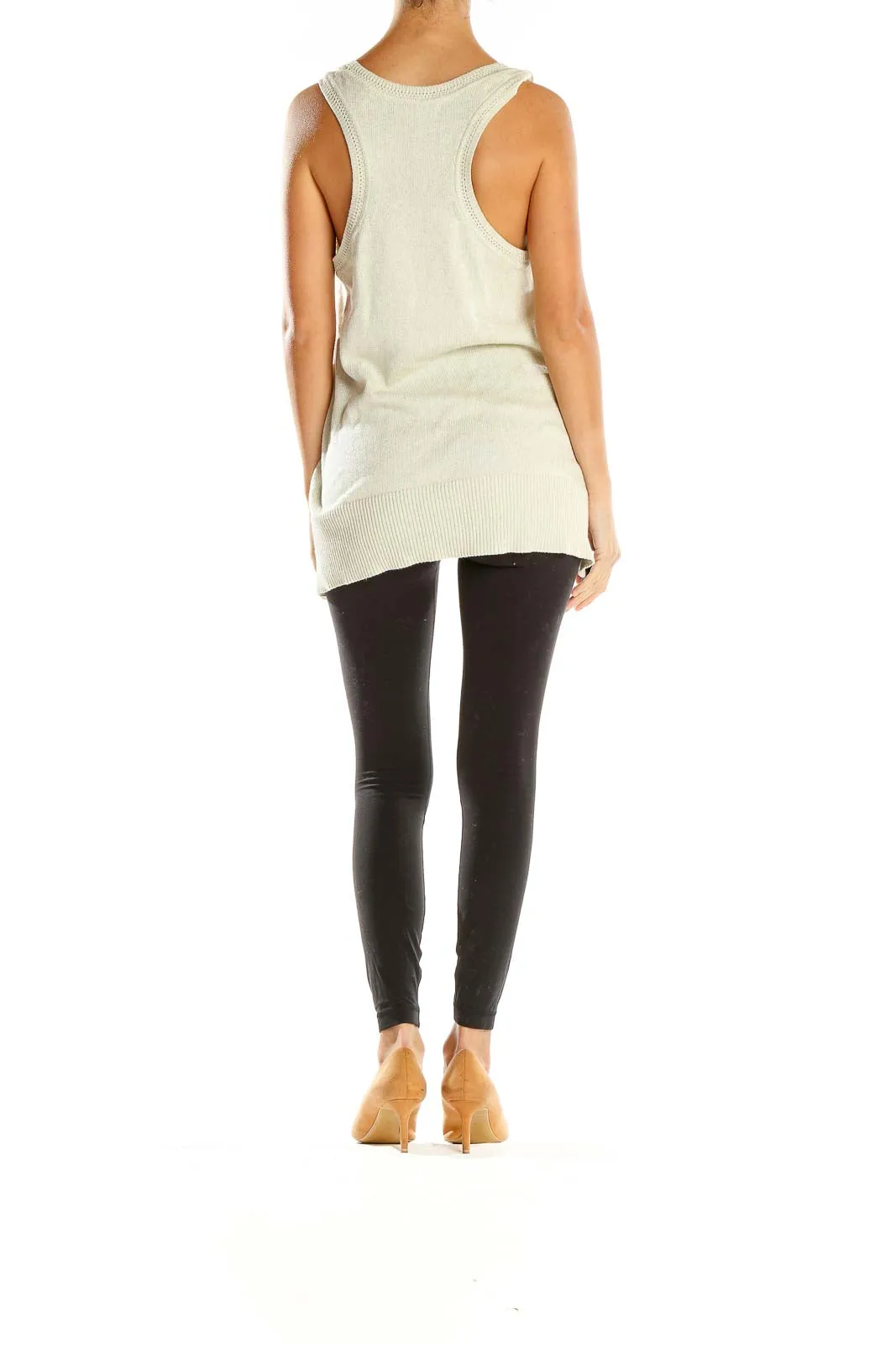 Cream Sleeveless Knit Tank Top