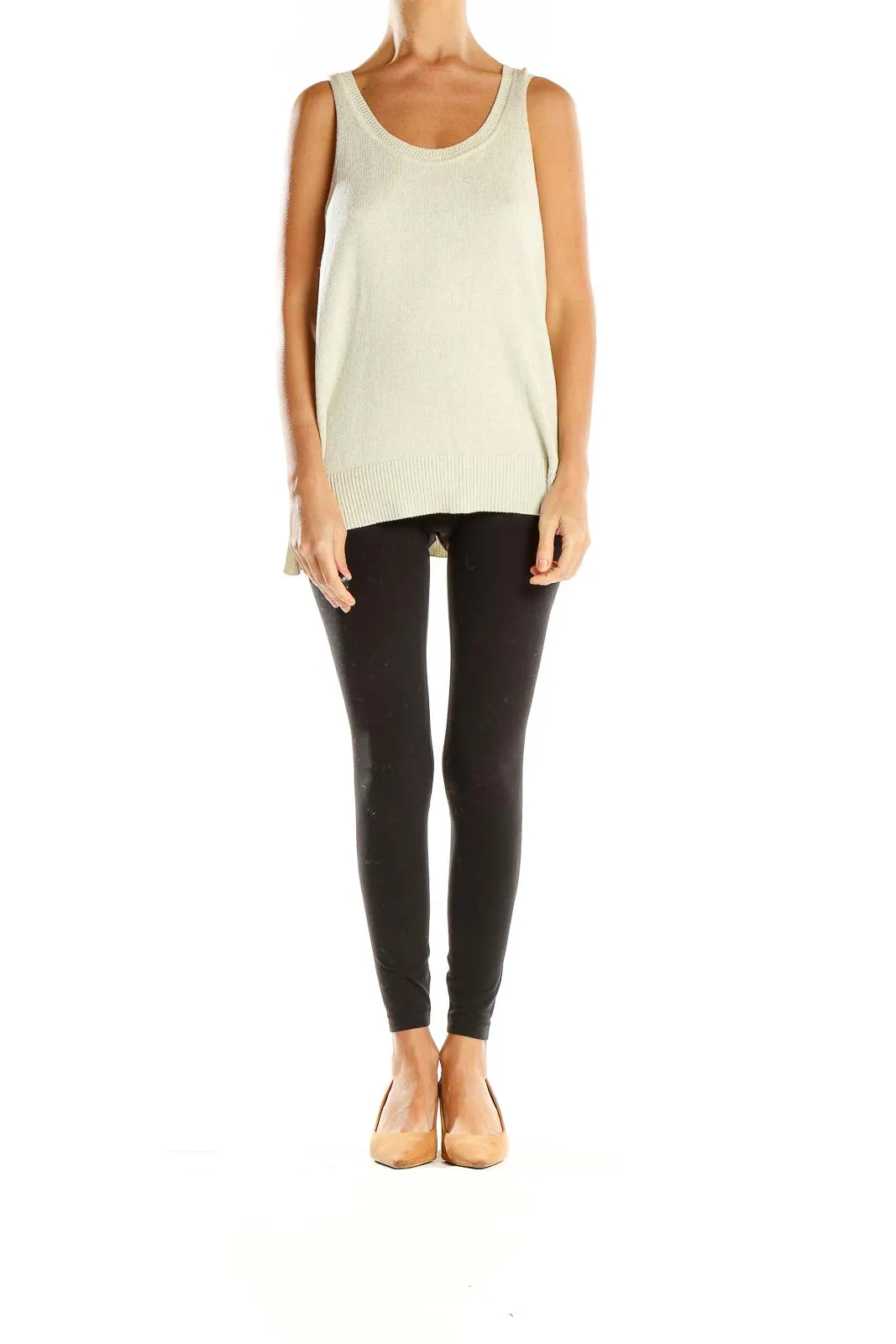 Cream Sleeveless Knit Tank Top
