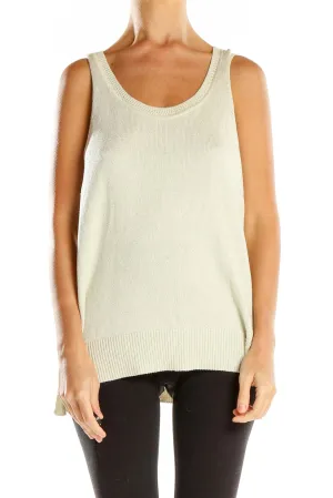 Cream Sleeveless Knit Tank Top