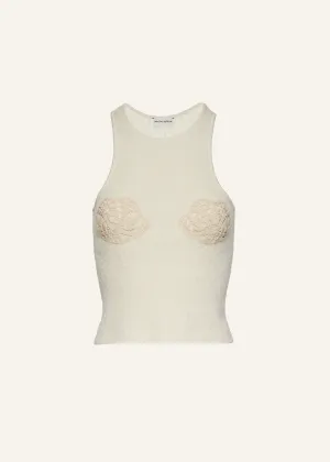 Crochet bra knit tank top in cream